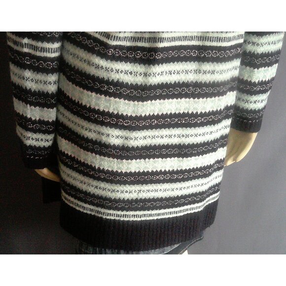 Talbots Aqua Navy Fair Isle Fuzzy Open Cardigan M - Picture 6 of 9